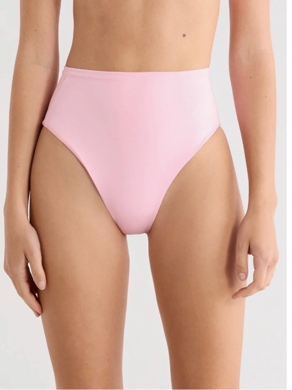 LEFT ON FRIDAY Hi Hi High Waist Bikini Bottoms Delight Light Pink Sz M NWT $110